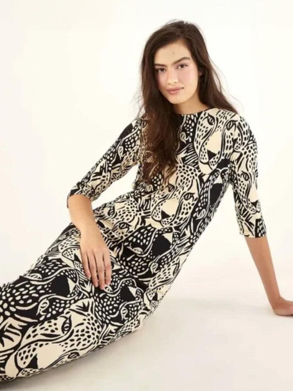 FARM RIO Midnight Leopard Jersey Midi Dress -Size XL